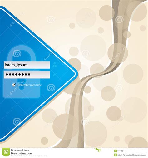 Abstract Blue Login Screen With Background Stock Vector Illustration