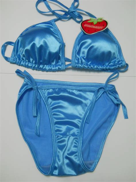 Fashion Care 2u Fc2u S032 Sexy Blue Halter Metallic Light Surface Bikini Swimwear