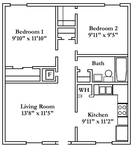 2 Bedroom Layout Small Apartment Plans 2 Bedroom Apartment Floor