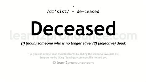 Pronunciation Of Deceased Definition Of Deceased Youtube