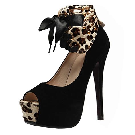 Abdb Sexy Womens Leopard High Heels Platform Pumps Stiletto Peep Toe