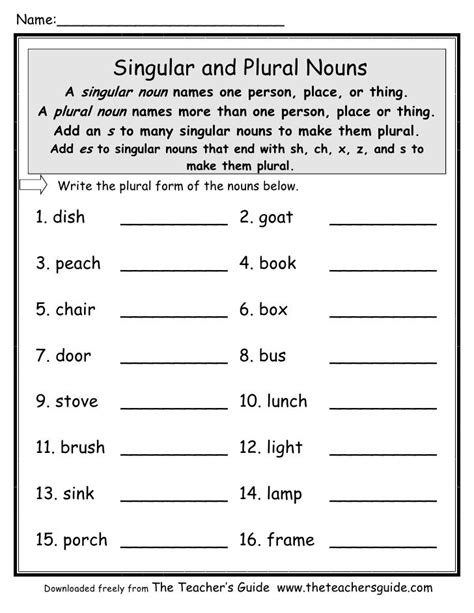 Plural Nouns Worksheets Free Printable
