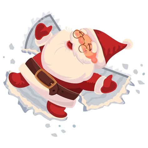 Premium Vector Santa Claus Makes A Snow Angel Vector Cartoon