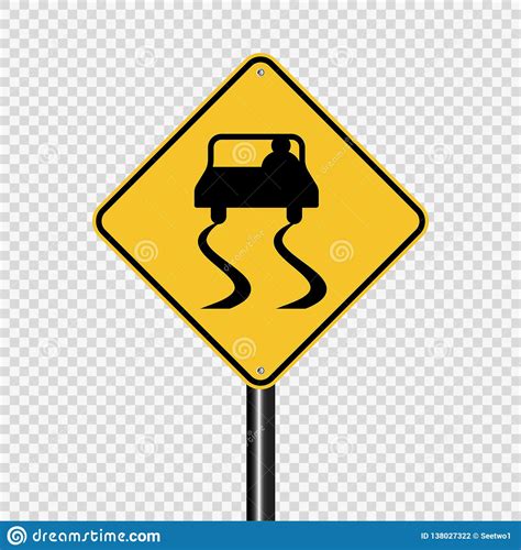 Symbol Slippery Road Sign Sign On Transparent Background Stock Vector