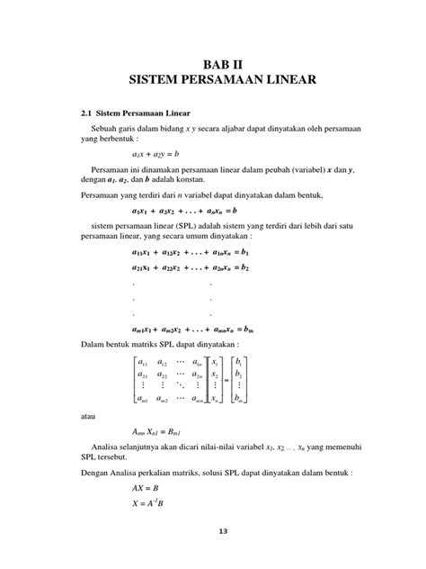 Bab 2 Sistem Persamaan Linier Pdf