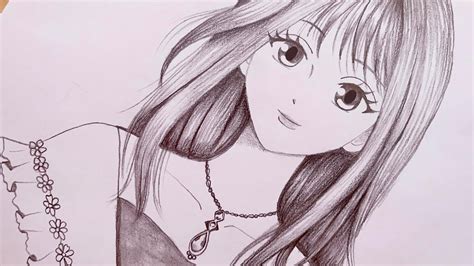 easy anime drawing how to draw anime girl step by step pencil sketch for beginners youtube
