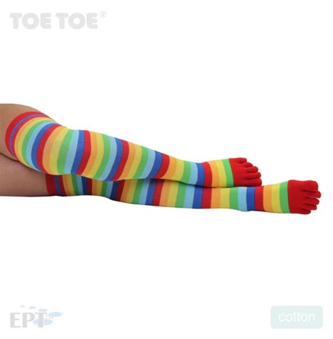 Rainbow Stripe Over The Knee Sexy Thigh High Toe Sock By Toetoeusa