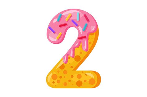 Donut Cartoon Two Number Photoshop Graphics ~ Creative Market