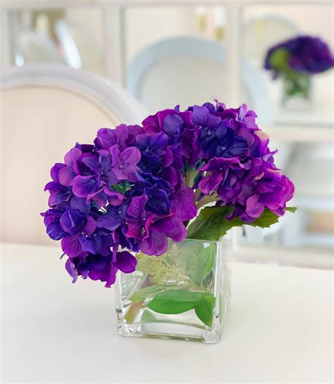 everlasting real touch purple hydrangea arrangement flovery