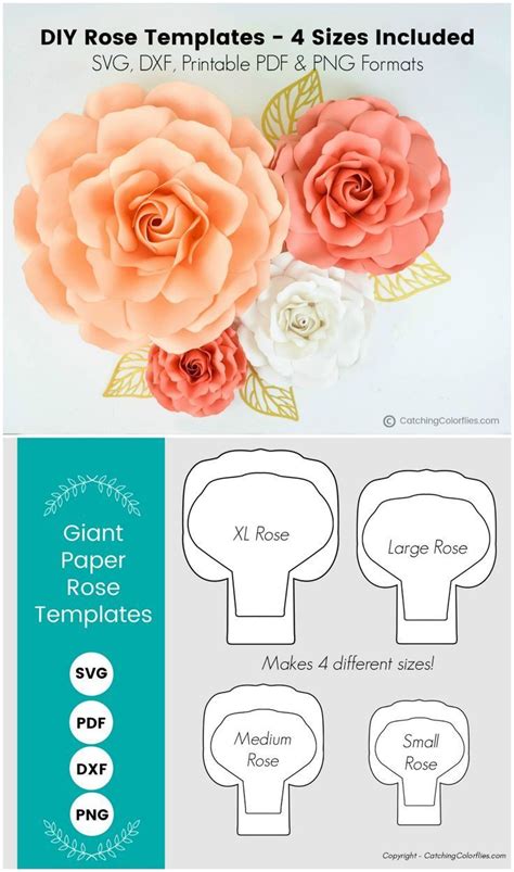 An Image Of Paper Flowers With The Text Diy Roses Templates 4 Sizes