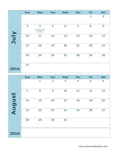 August Keeping Life Sane Printable Schedule