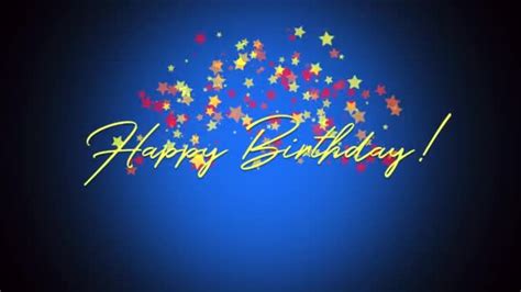 Elegant Dynamic Animated Happy Birthday Text Blue Background — Stock