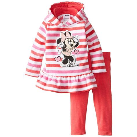 Disney Baby Girls Minnie Mouse 2 Piece Stripe Fleece Set Pink 24