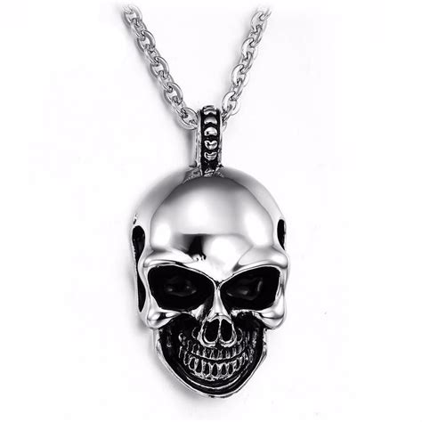 Stainless Steel Skull Pendant Necklace Ancient Explorers