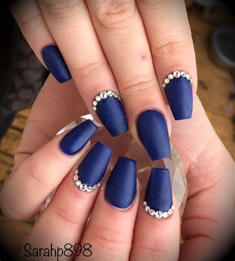 White Sky Cloud Dark Royal Blue Coffin Nails Extra Long Matte Press On Ballerina Frosted False