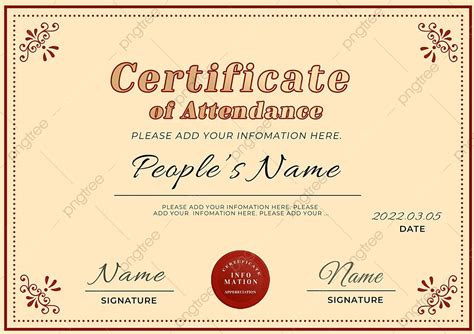 Participation Certificate Traditional Style Pattern Template Template