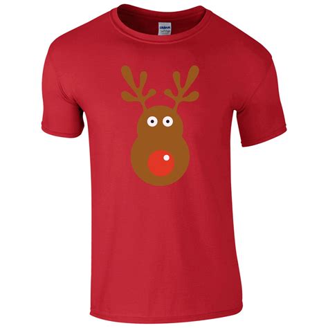 Rudolph Reindeer Face T Shirt Christmas Retro Rudolf Xmas T Kids Men