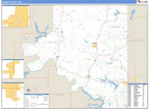 Osage County Oklahoma Zip Code Wall Map