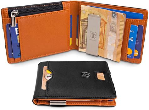 travando ® wallet mens with money clip london rfid blocking slim wallet credit card holder