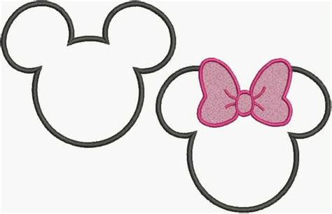 Mickey Mouse Ears And Minnie Ears Applique Embroidery File Etsy