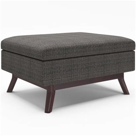 Simpli Home Owen 36 Square Upholstered Modern Coffee Table Ottoman In