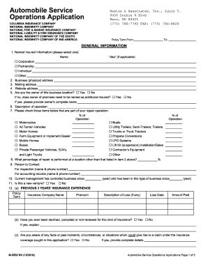 Fillable Online ric insurance national indemnity app form