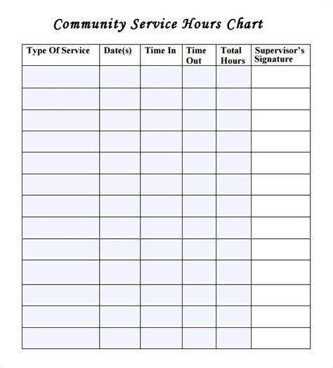 Community Service Time Sheet Template Community Service Hours