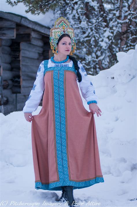 Russian Sarafan In Woolsilk With Wool And Metallic Trims Kokoshnik By Creations By Liv Free