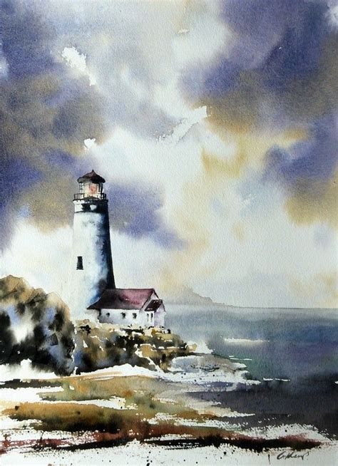 Lighthouse Original Watercolour Painting Lighthouse Painting