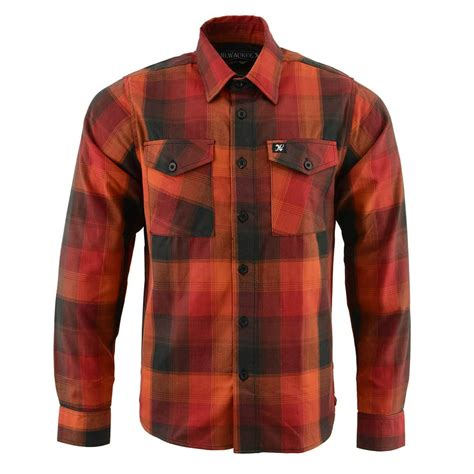 Nexgen Mng11641 Mens Orange Red And Black Long Sleeve Cotton Flannel