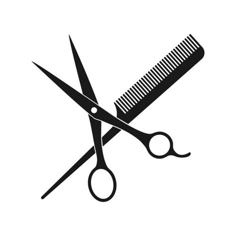 140 Silhouette Of Hairdressing Scissors Comb Stock Illustrations