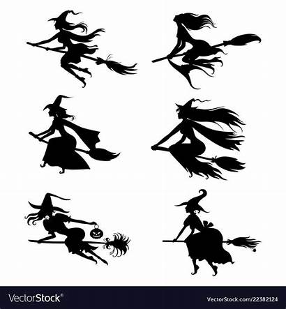 Witches Halloween Broom Silhouettes Vectorstock Witch Silhouette