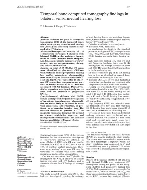 Conductive hearing loss vs sensorineural hearing loss jump. (PDF) Temporal bone computed tomography findings in ...