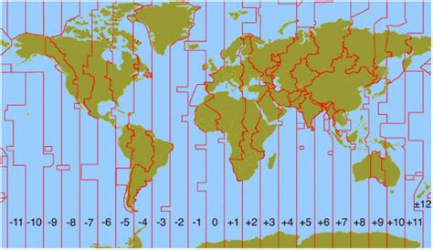 Tijdzone wereldkaart met tijdzones in moderne uitvoering. Wereldklok: hoe laat is het daar? • opreis.nl