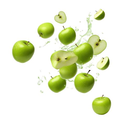 Falling Green Apples Cutout Png File Apple Green Isolated Png