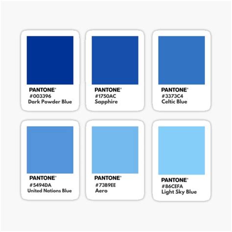 Pantone Blue Color Swatches