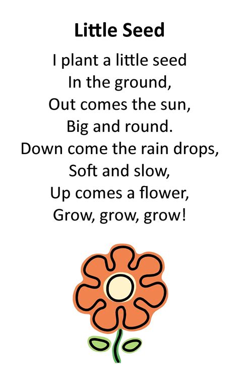 Itty Bitty Rhyme Little Seed Kindergarten Poems Preschool Poems
