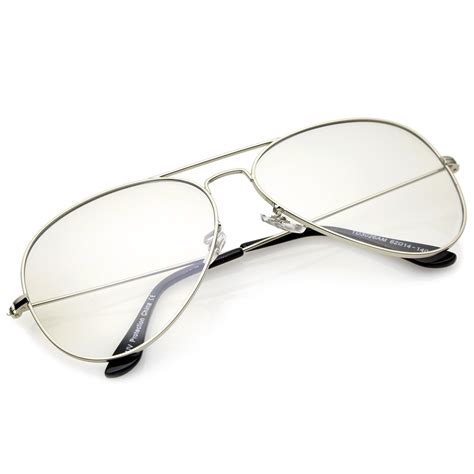Large Retro Clear Lens Aviator Sunglasses 61mm Zerouv