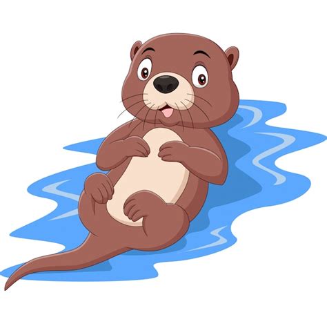 Premium Vector Cartoon Funny Otter Floating On Water