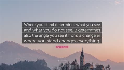 Steve De Shazer Quote “where You Stand Determines What You See And