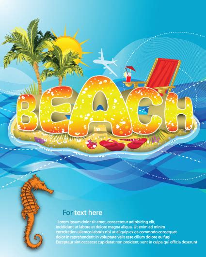 Summer Beach Elements Vector Backgrounds Art Free Vector In