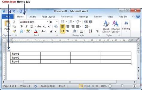 Move A Table In Word 2010