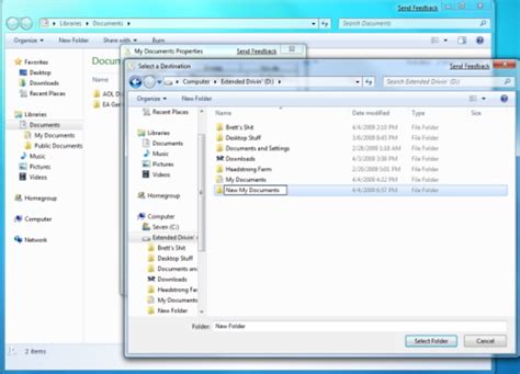 Windows 7 Moving My Documents