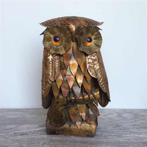 Vintage Metal Owl Sculpture Mixed Metals By Owliceandstone On Etsy