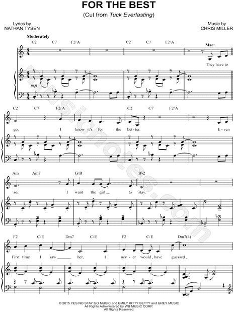 For The Best From Tuck Everlasting The Musical Sheet Music In C