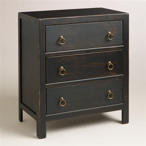 Black 3 drawer dresser cheap. Antique Black Wood Ovid 3-Drawer Dresser | Dark wood ...