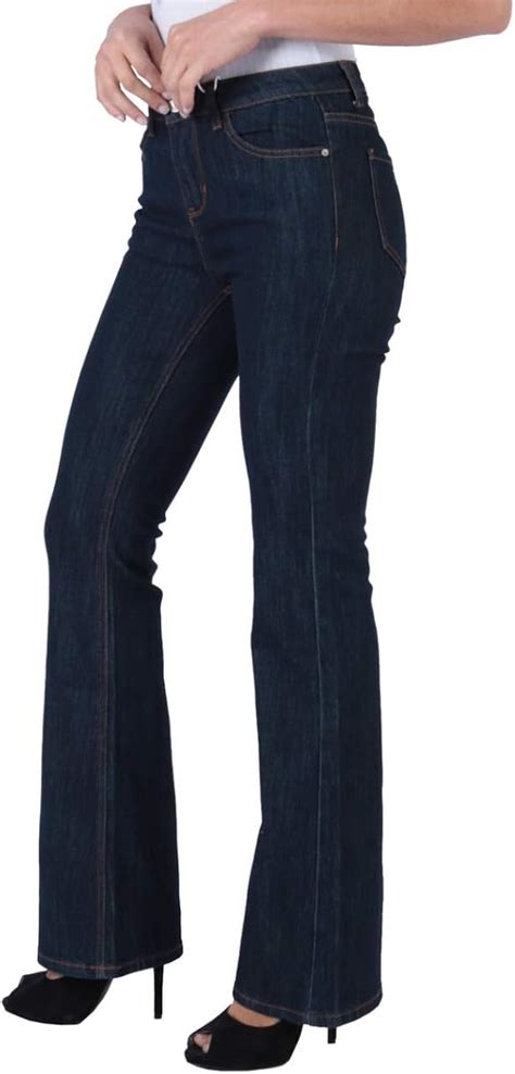 Womens Hipster Bootcut Wide Leg Jeans Dark Blue Sizes Uk 6 8 10 12 14 S Uk 8 Waist 27 Rise 7
