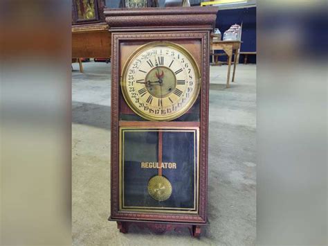 Antique Sessions Regulator Clock 17x4x38 South Auction