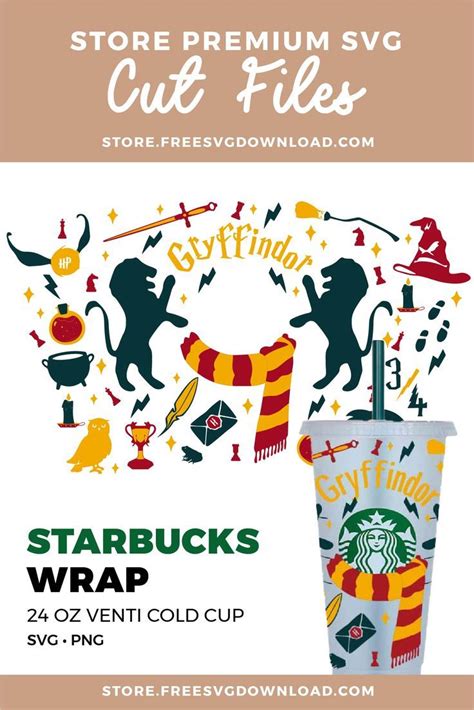 Gryffindor Harry Potter Starbucks Wrap SVG & PNG magic svg, wizard svg