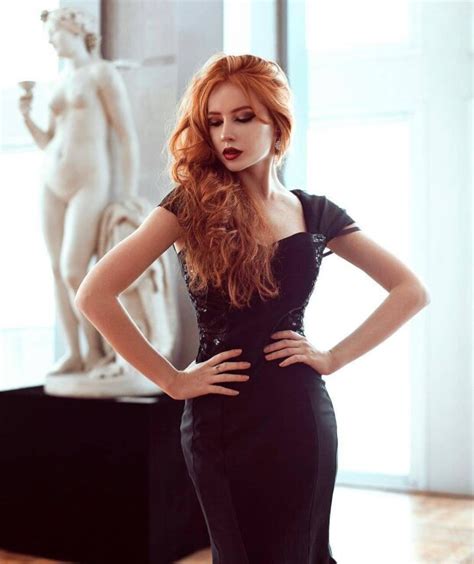 Stunning Redhead In Tight Black Dress Eropification